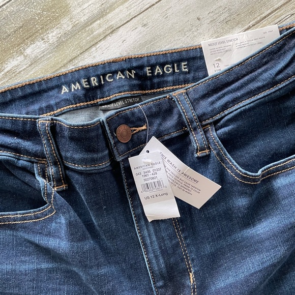 SOLD AE Next Level Super High-Waisted Dark Blue Jegging size 12 X-long - Picture 9 of 15